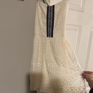 Deb Strapless Lace Mini Dress in White and Black